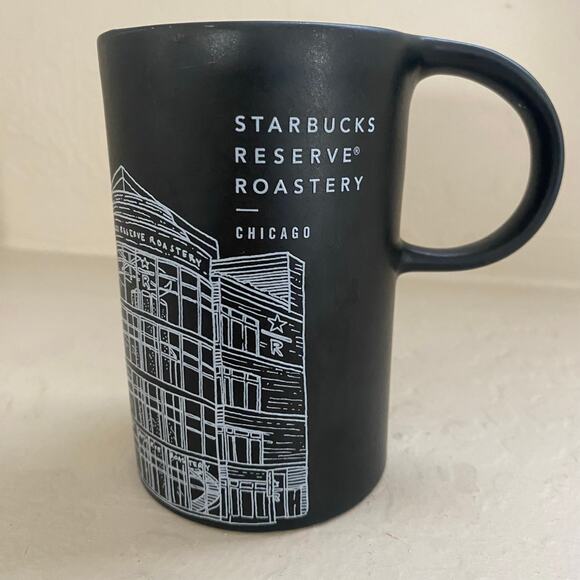 Starbucks Reserve Roastery Chicago Coffee Mug 10 Oz Black White Tea - Picture 1 of 5